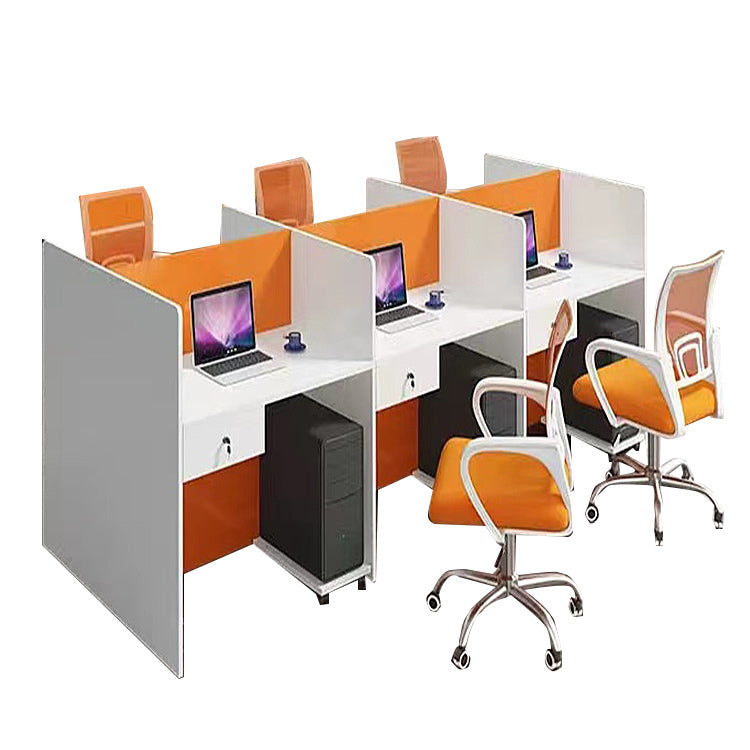 オフィスデスク 事務机 ワークデスク 役員用 仕切りパネル 配線穴 厚手 シンプル モダン オレンジ カスタマイズ可能 YGZ-N022