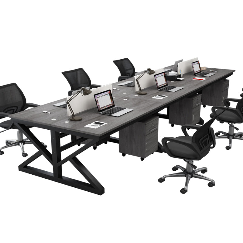 オフィスデスク ワークデスク 役員デスク 配線穴 サイドワゴン スチールフレーム シンプル グレーオーク カスタマイズ可能 YGZ-N007