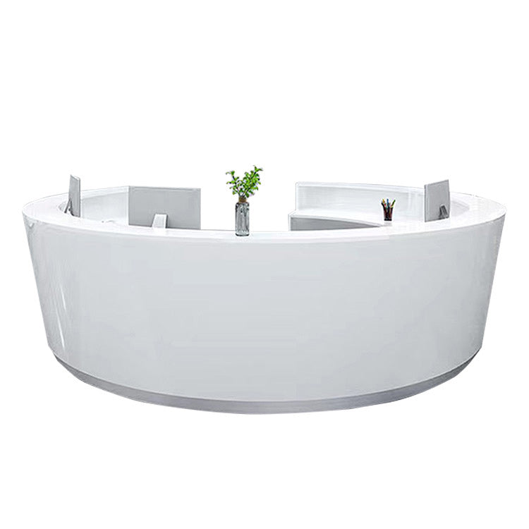 カウンター 受付カウンター 円弧状カウンター 病院 クリニック受付台 大容量収納 キーボードトレイ 広い ホワイト JDQT-N017