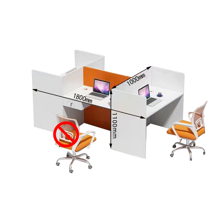 オフィスデスク 事務机 ワークデスク 役員用 仕切りパネル 配線穴 厚手 シンプル モダン オレンジ カスタマイズ可能 YGZ-N022