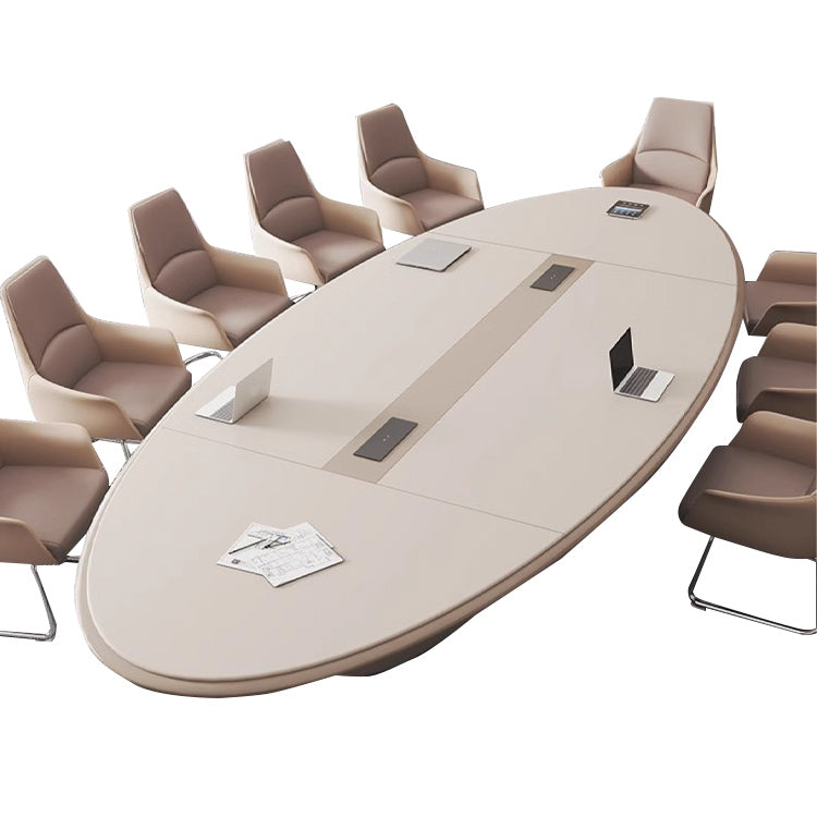 会議用テーブル 楕円テーブル ミーティングテーブル 会議室用 配線ボックス 焼付塗装 二重天板 厚手  カスタマイズ可能 HYZ-N019