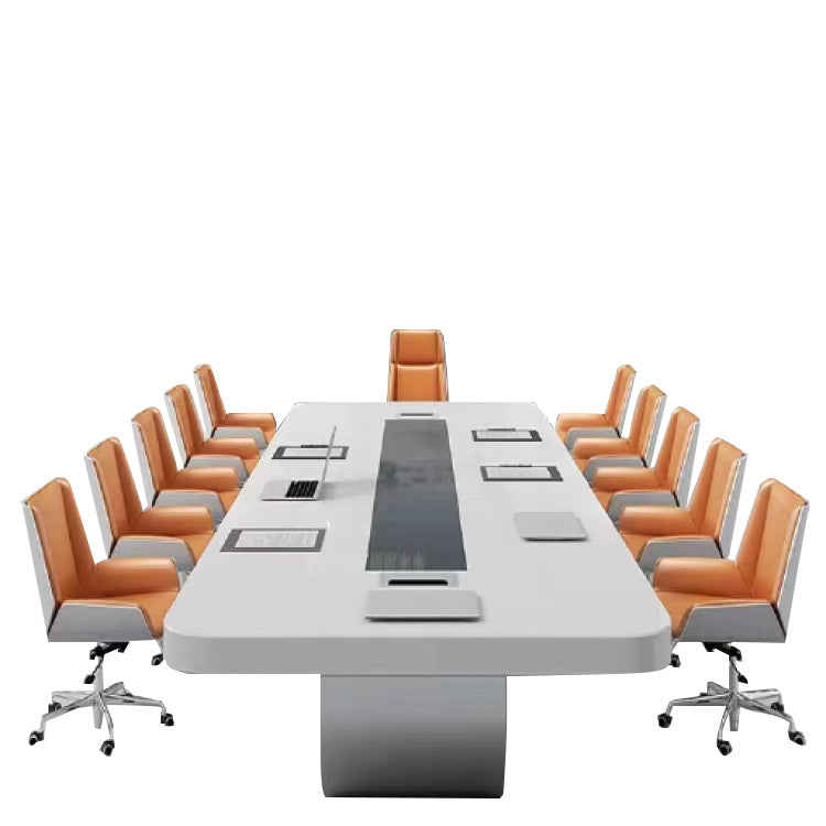 会議テーブル ミーティングテーブル 大型会議テーブル 商談用 会議室 R仕上げ 配線ボックス ホワイト カスタマイズ可能 HYZ-N003