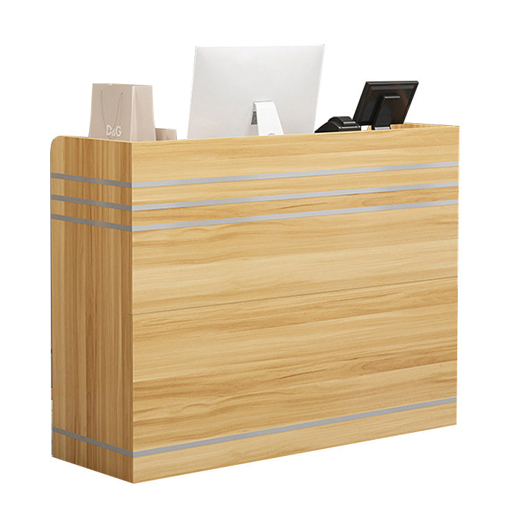 レジカウンター 受付カウンター フロントデスク 木目調 角丸 配線穴 扉付き収納 ナチュラル カスタマイズ可能 JDQT-N012