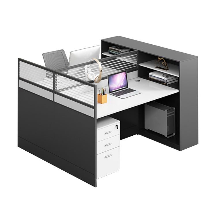 オフィスデスク デスク 事務机 パーテーション 大容量収納 配線穴付き 多人数 快適 ホワイト カスタマイズ可能 YGZ-N004