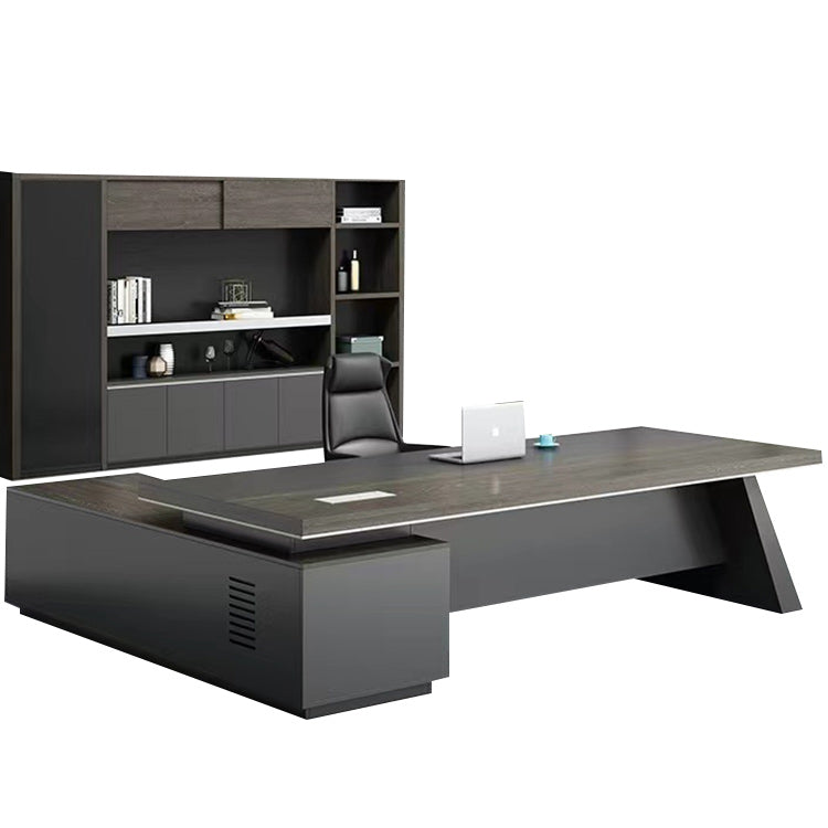 エグゼクティブデスク ワークデスク オフィスデスク L型デスク 社長机 幕板付き 配線ボックス 高級感 カスタマイズ可能 LBZ-N005