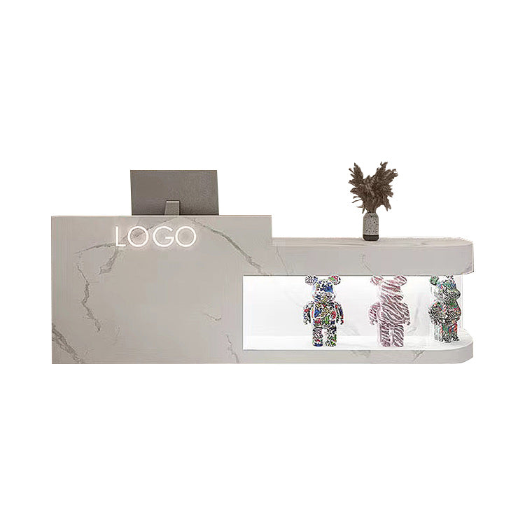 カウンター 受付カウンター レジカウンター 扉付き収納 キーボードトレイ 引き出し収納 モダン オシャレ ホワイト JDQT-N015