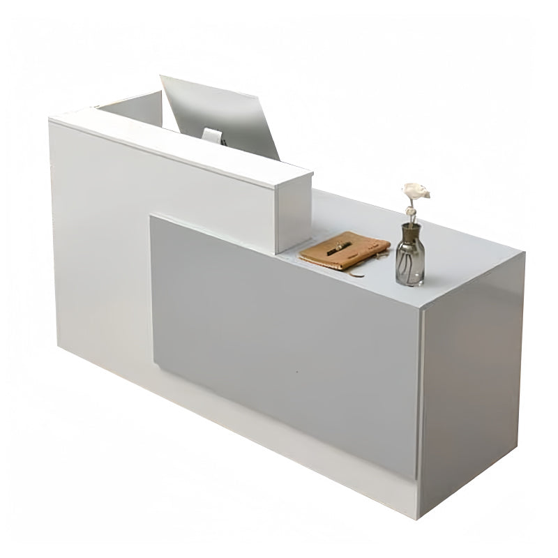 受付カウンター 大型カウンター レジカウンター 大容量収納 広い天板 キーボードトレイ ホワイト カスタマイズ可能 JDQT-N019