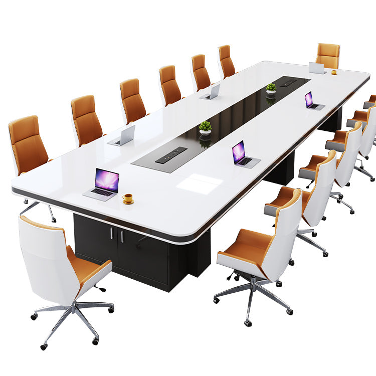 会議テーブル ミーティングテーブル 大型会議テーブル 会議室 エッジ加工 鏡面仕上げ シンプル ホワイト カスタマイズ可能 HYZ-N011