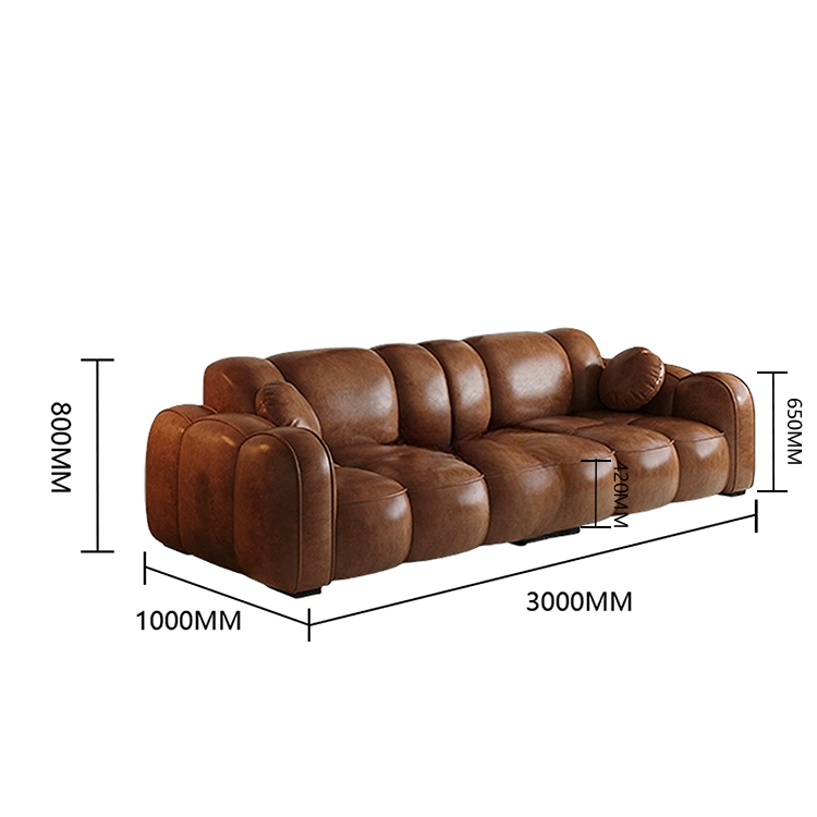 レザーソファ 高級ソファ ローソファー リビング 2人掛け 3人掛け 人間工学 弾力性 柔らか ブラウン カスタマイズ可能 JYSF-N011