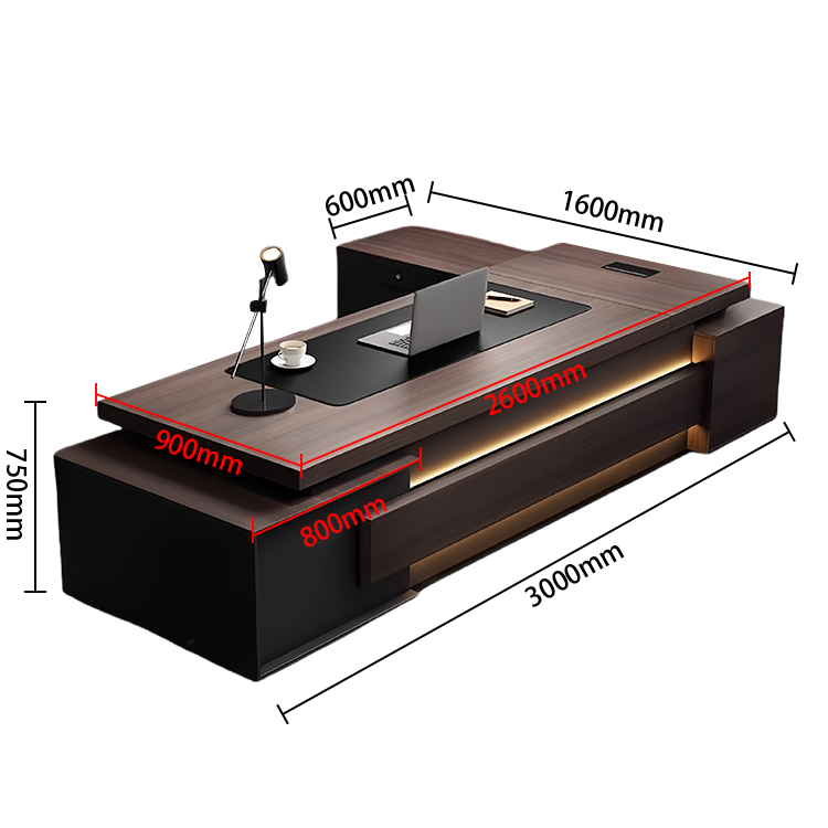 エグゼクティブデスク オフィスデスク 社長机 木製デスク 木目調 三桁ダイヤル錠 配線ボックス カスタマイズ可能 LBZ-N051