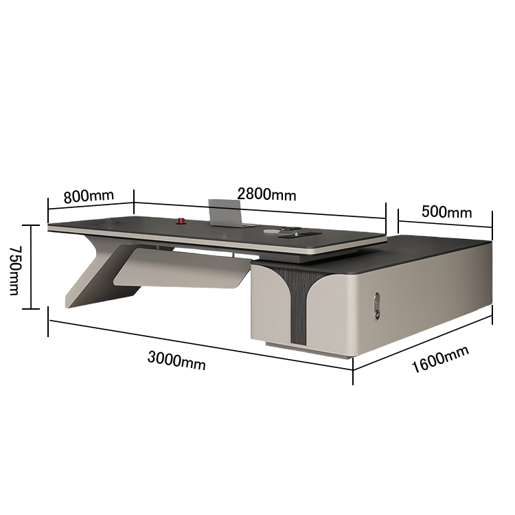 エグゼクティブデスク ワークデスク オフィスデスク L型デスク 引き出し 木目調 焼付塗装 おしゃれ カスタマイズ可能 LBZ-N063