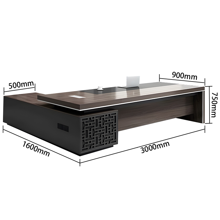 エグゼクティブデスク オフィスデスク 社長机 木製デスク バイカラーデスク 木目調 鍵付き 配線ボックス カスタマイズ可能 LBZ-N029