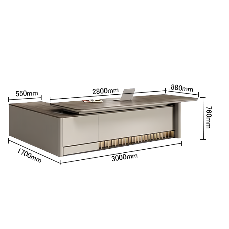 エグゼクティブデスク フローティングトップデスク オフィスデスク 社長用 配線ボックス PC収納 LEDライト おしゃれ LBZ-N054