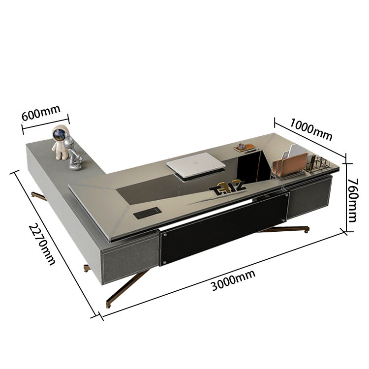 ワークデスク オフィスデスク 社長机 昇降可能デスク 電動昇降デスク 引き出し 大容量収納 オレンジ カスタマイズ可能 LBZ-N023