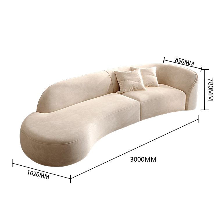 カウチソファ リビングソファ ロビーソファ 在宅用 2人掛け 3人掛け 丸み 天然木 人間工学 柔らか 快適 ホワイト JYSF-N002