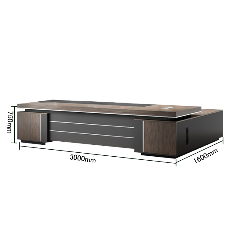 オフィスデスク エグゼクティブデスク 社長机 事務用 エコボード ダイヤル錠 PC排気口 ウォールナット カスタマイズ可能 LBZ-N014