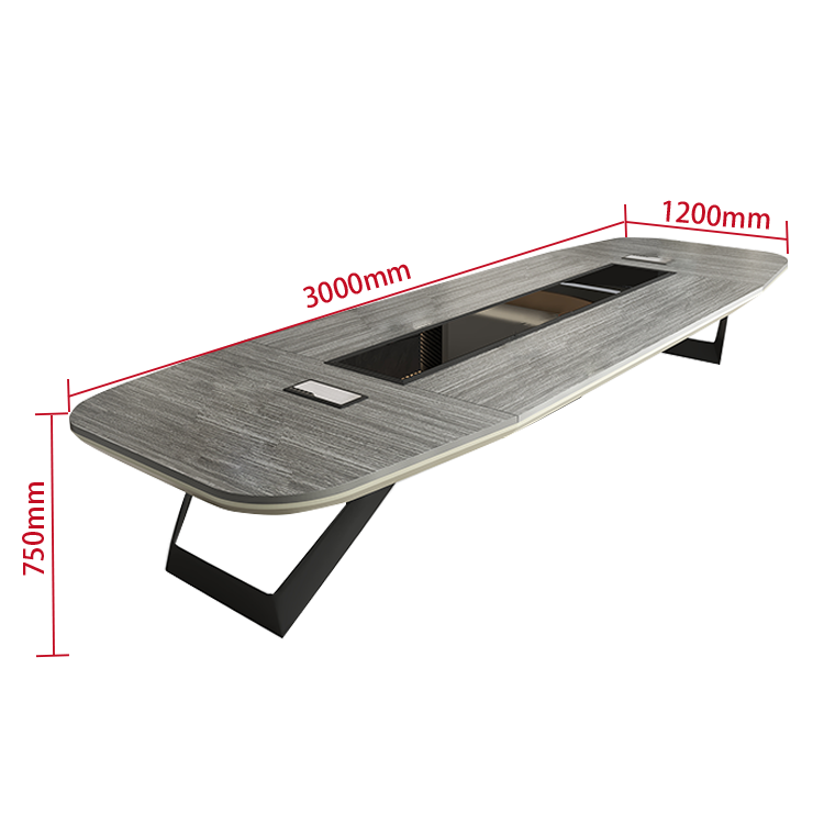 大型会議テーブル ミーティングテーブル 会議机 焼付塗装 配線ボックス コンセント エコボード グレー カスタマイズ可能 HYZ-N007