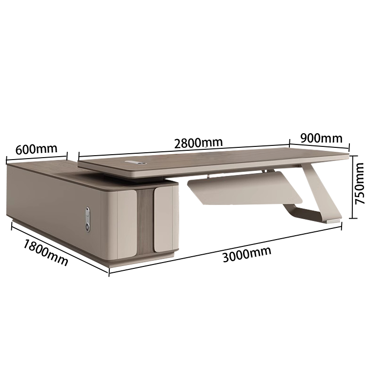 オフィスデスク エグゼクティブデスク 社長机 冷却ファン PC収納スペース 焼付塗装 高級感 グレー カスタマイズ可能 LBZ-N008