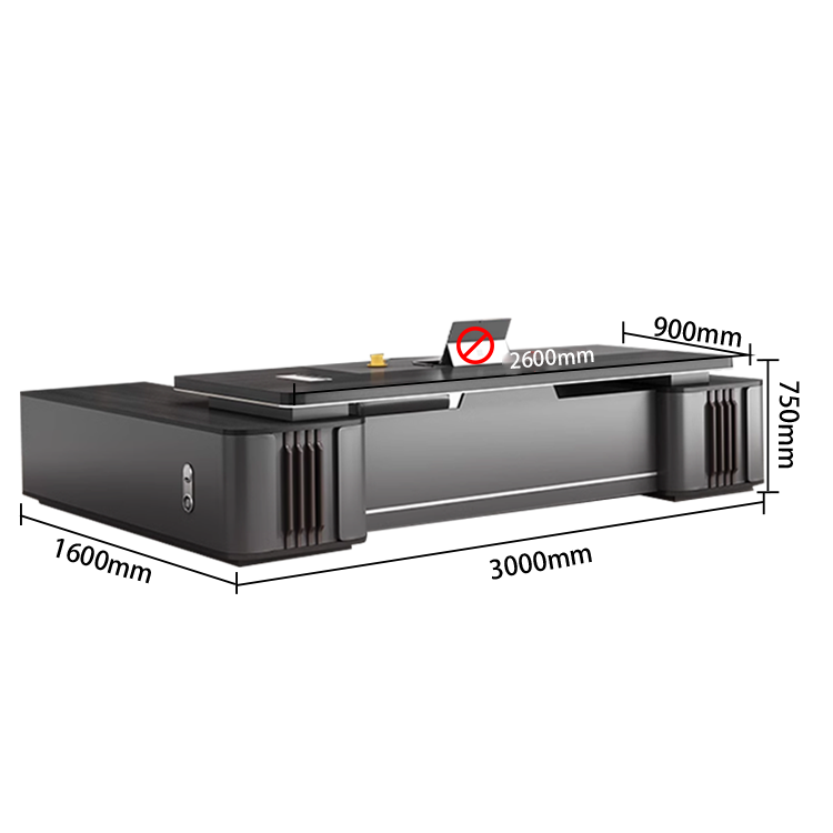 ワークデスク オフィスデスク エグゼクティブデスク 社長机 R加工 焼付塗装 配線ボックス 高級感 カスタマイズ可能 LBZ-N010