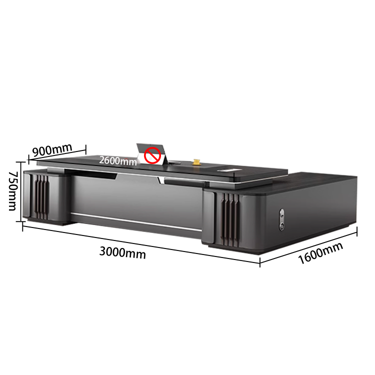 ワークデスク オフィスデスク エグゼクティブデスク 社長机 R加工 焼付塗装 配線ボックス 高級感 カスタマイズ可能 LBZ-N010