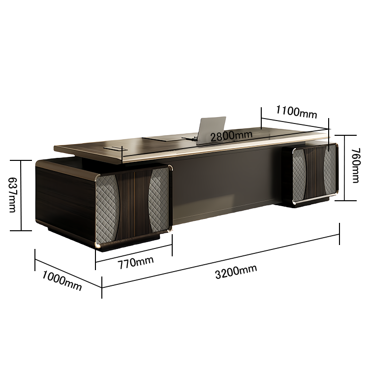 エグゼクティブデスク オフィスデスク 社長机 木目調 レザー 配線ボックス 大容量 ウォールナット 重役 カスタマイズ可能 LBZ-N067