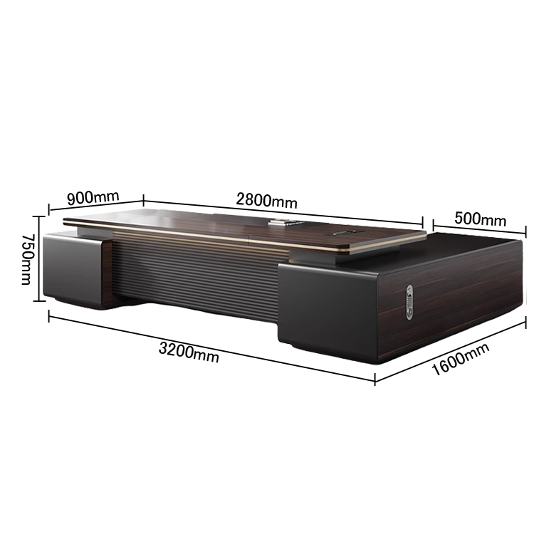 エグゼクティブデスク フィスデスク デスク 冷却ファン付き ダイヤル錠 幕板付き おしゃれ ローズウッド カスタマイズ可能 LBZ-N048