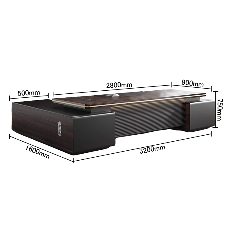 エグゼクティブデスク フィスデスク デスク 冷却ファン付き ダイヤル錠 幕板付き おしゃれ ローズウッド カスタマイズ可能 LBZ-N048