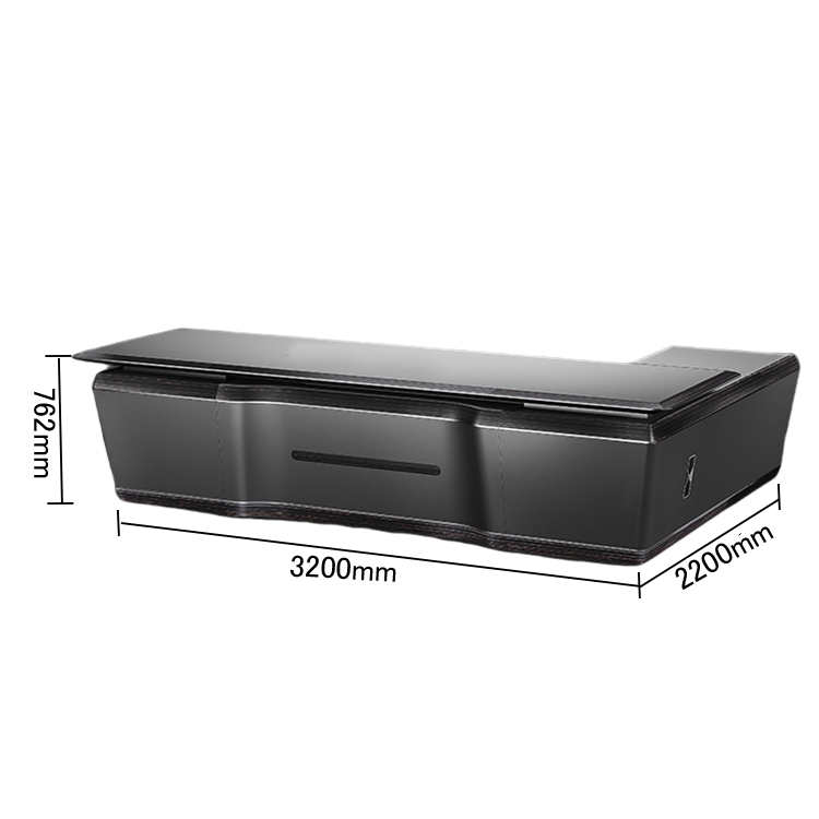 エグゼクティブデスク オフィスデスク 社長机 社長室 仕事用 指紋認証キー 厚手 上質 高級感 グレー カスタマイズ可能 LBZ-N045