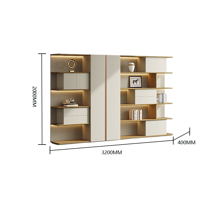 オフィスキャビネット ディスプレイラック 収納棚 社長室 分類収納 オープン収納 大容量収納 カーキ カスタマイズ可能 BGCWG-N039