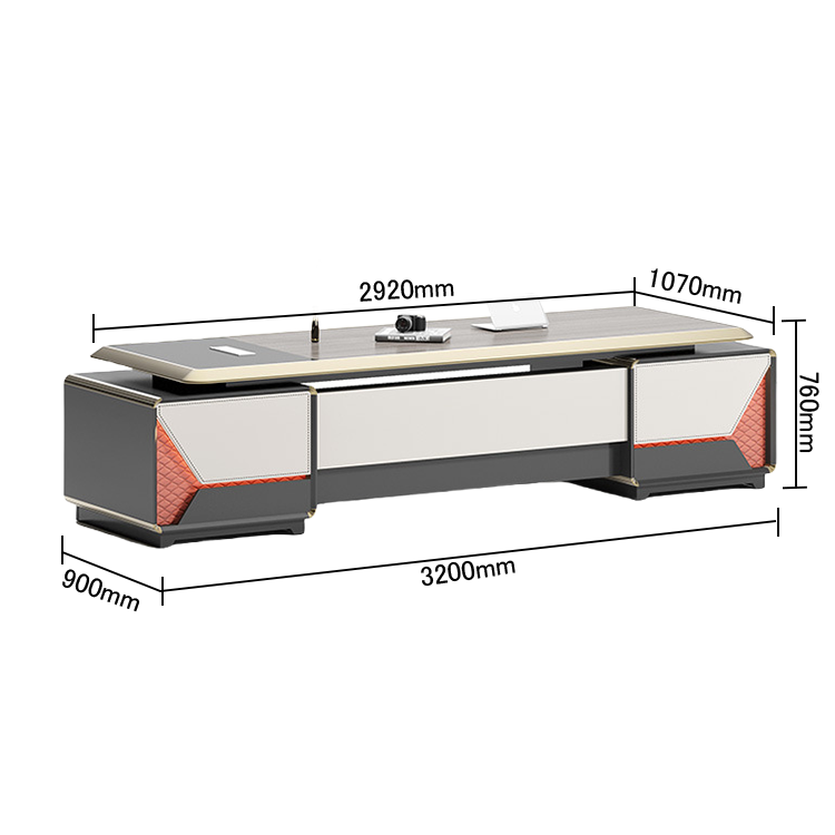 エグゼクティブデスク オフィスデスク 社長机 木製デスク LEDライト 三桁ダイヤル錠 配線便利 高級感 ウォールナット LBZ-N056