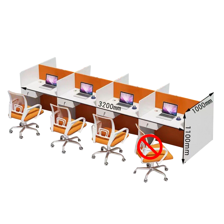 オフィスデスク 事務机 ワークデスク 役員用 仕切りパネル 配線穴 厚手 シンプル モダン オレンジ カスタマイズ可能 YGZ-N022