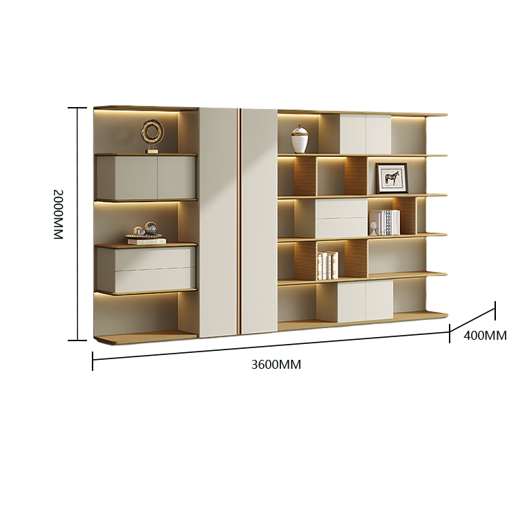 オフィスキャビネット ディスプレイラック 収納棚 社長室 分類収納 オープン収納 大容量収納 カーキ カスタマイズ可能 BGCWG-N039