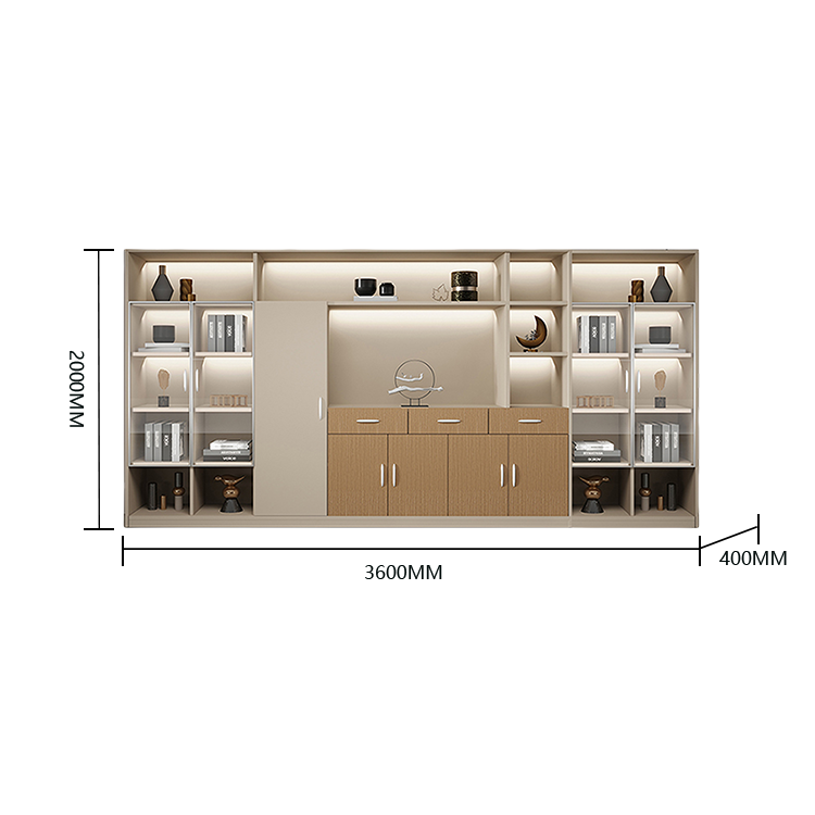 オフィスキャビネット ディスプレイラック 収納棚 オープン収納 多目的 大容量収納 厚手 カーキ カスタマイズ可能 BGCWG-N040