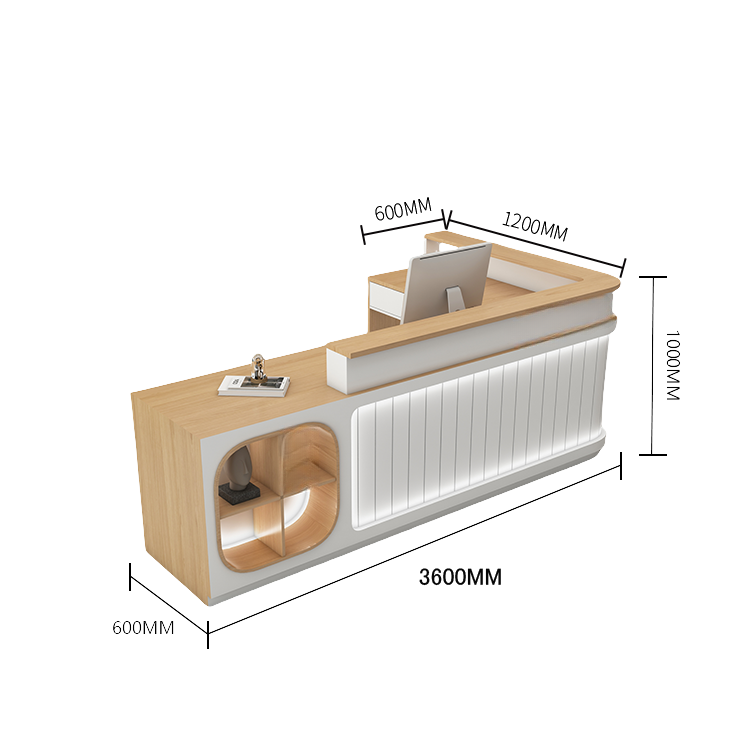受付カウンター レジカウンター 受付台 大型カウンター サロン 収納 厚手 洗練 ベージュ カスタマイズ可能 JDQT-BODS-N003