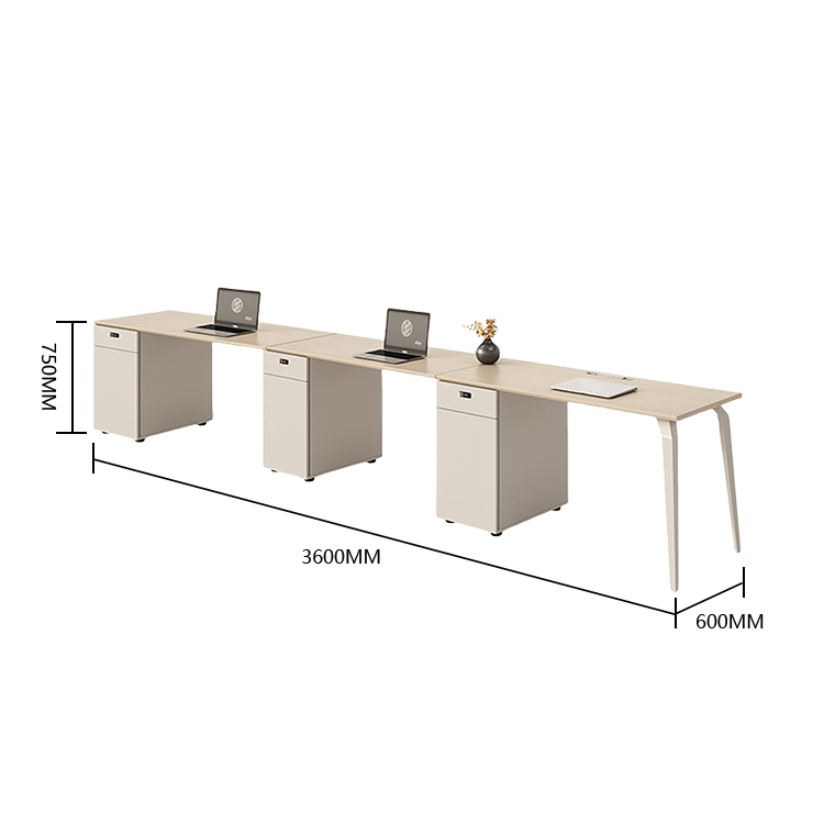 片袖デスク 片袖机 オフィスデスク 社員用デスク ダイヤル錠 トップパネル サイドキャビネット 大容量収納 ベージュ YGZ-N058