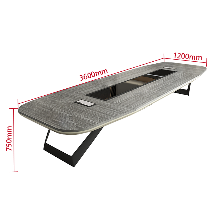 大型会議テーブル ミーティングテーブル 会議机 焼付塗装 配線ボックス コンセント エコボード グレー カスタマイズ可能 HYZ-N007
