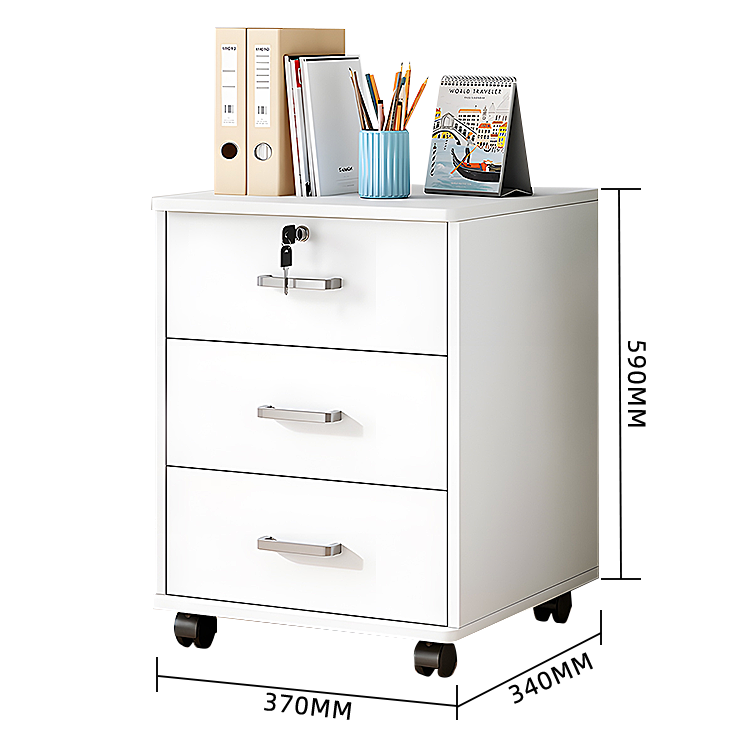 キャビネット サイドワゴン 大容量収納 錠付き キャスター 引き出し 省スペース シンプル ホワイト カスタマイズ可能 BGCWG-N021