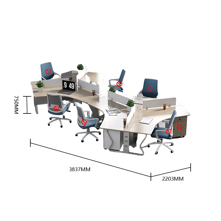 オフィスデスク ワークデスク 社員用デスク スチールフレーム 配線穴 焼付塗装 仕切りパネル シンプル カスタマイズ可能 YGZ-N059