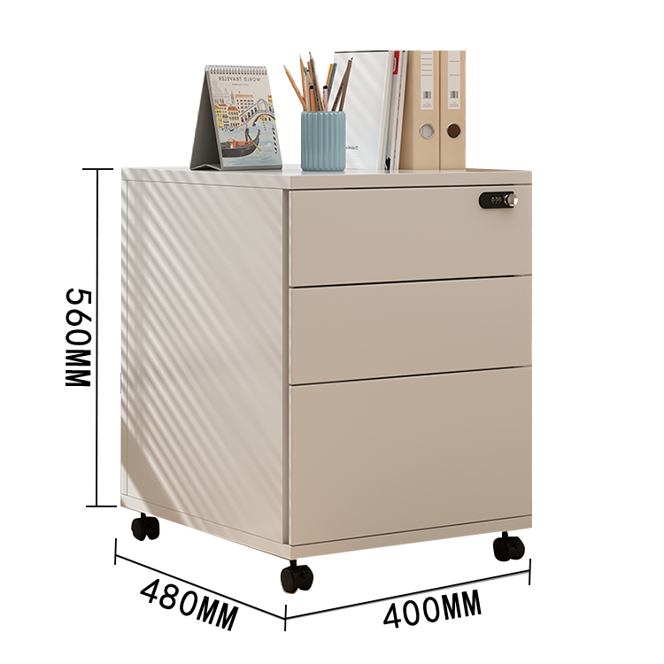 木製キャビネット デスクワゴン 引き出し オフイス収納 鍵付き キャスター 大容量収納 ホワイト カスタマイズ可能 BGCWG-N014