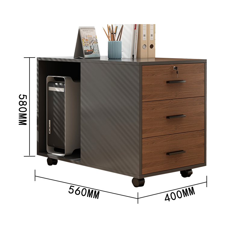 木製キャビネット デスクワゴン 引き出し オフイス収納 鍵付き キャスター 大容量収納 ホワイト カスタマイズ可能 BGCWG-N014