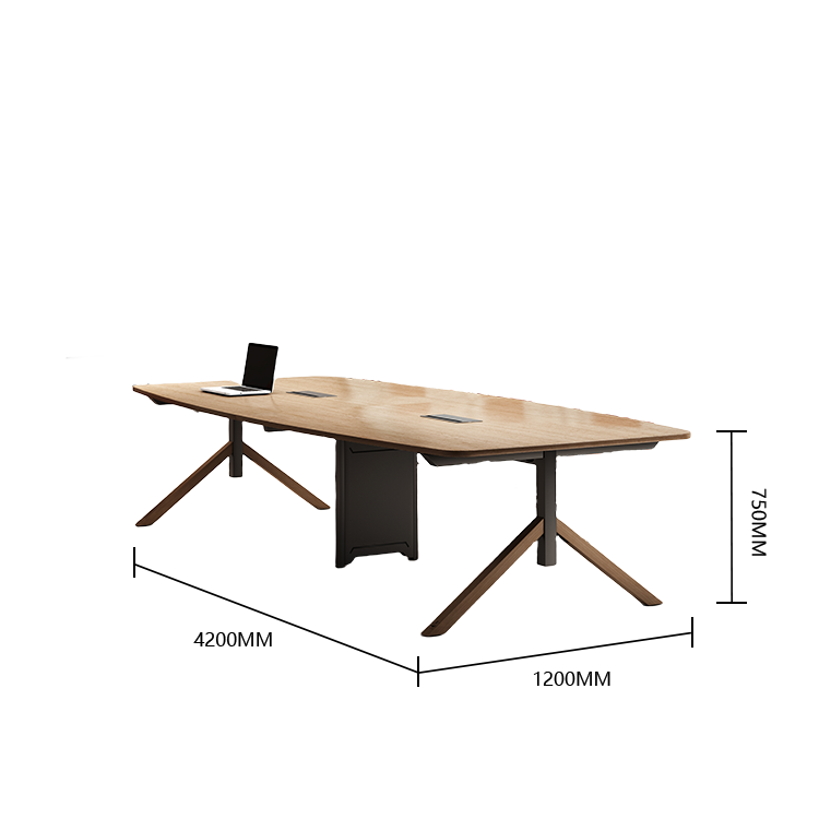 会議テーブル 事務机 ミーティングテーブル 大型テーブル 商談テーブル 会議室用 事務用 商談用 安定性のある脚 広々とした天板 エコ素材 配線ボックス付き R加工 高品質 洗練 おしゃれ ナチュラル カスタマイズ可能 HYZ-YDD-N003