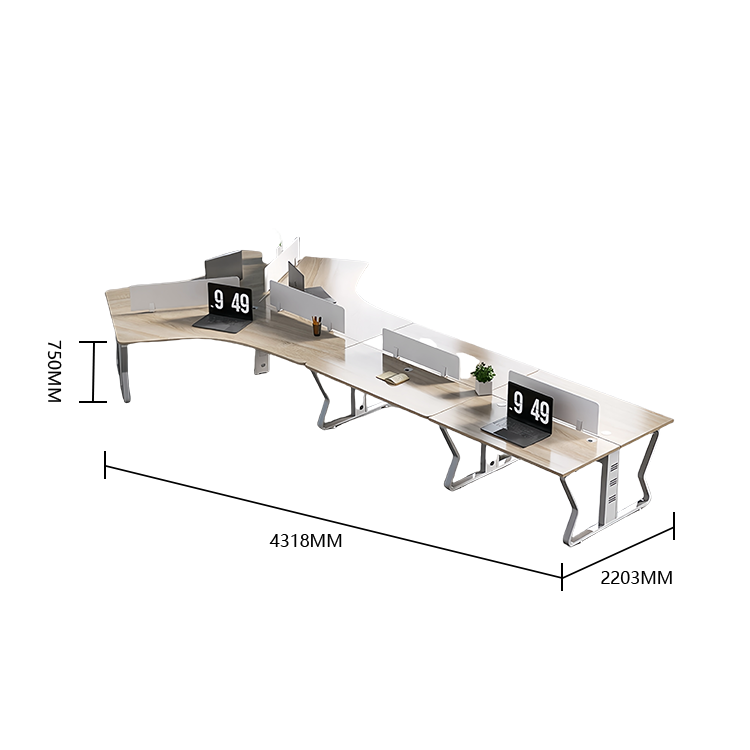 オフィスデスク ワークデスク 社員用デスク スチールフレーム 配線穴 焼付塗装 仕切りパネル シンプル カスタマイズ可能 YGZ-N059