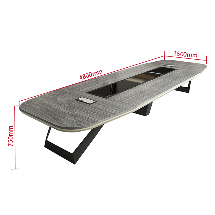 大型会議テーブル ミーティングテーブル 会議机 焼付塗装 配線ボックス コンセント エコボード グレー カスタマイズ可能 HYZ-N007
