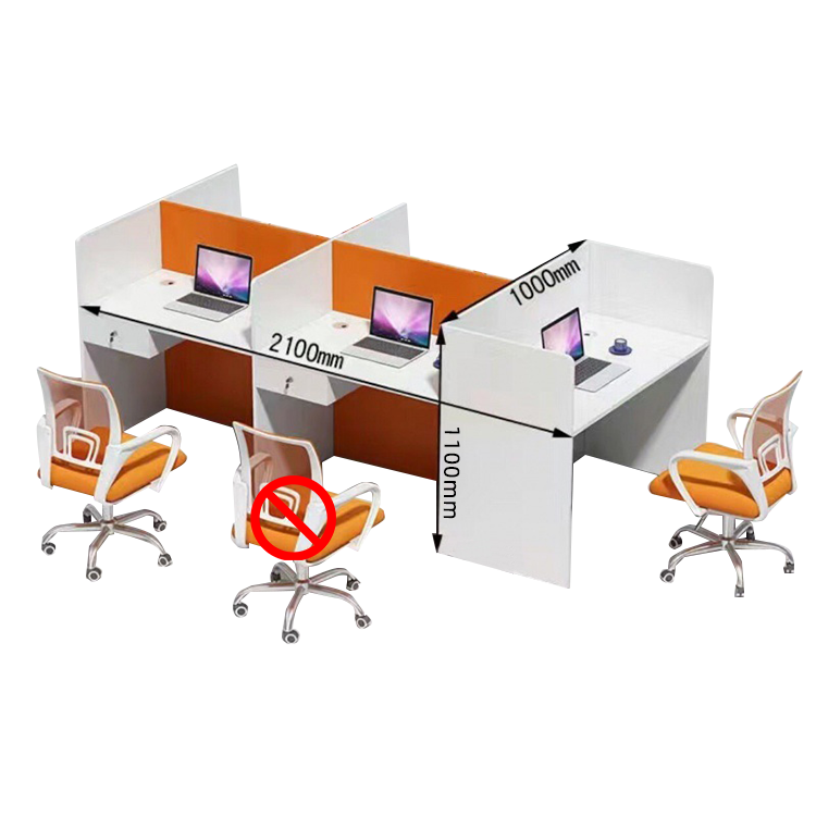 オフィスデスク 事務机 ワークデスク 役員用 仕切りパネル 配線穴 厚手 シンプル モダン オレンジ カスタマイズ可能 YGZ-N022