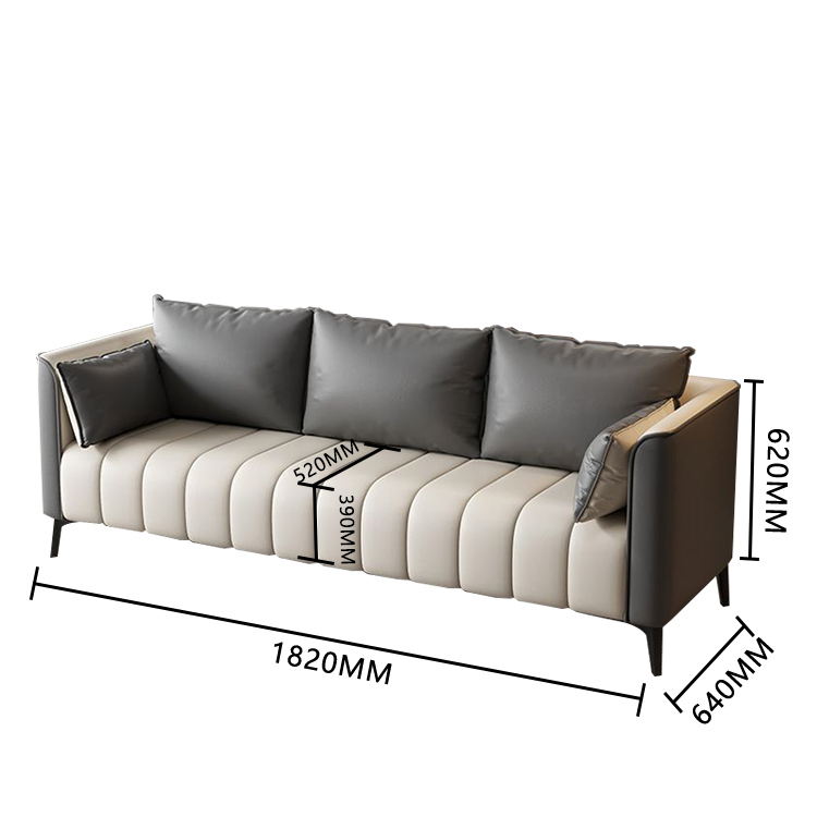 レザーソファー 応接ソファ 応接セット 受付ソファー 3人掛け 無垢材フレーム 柔軟性 シンプル ダークグレー JDSF-N001