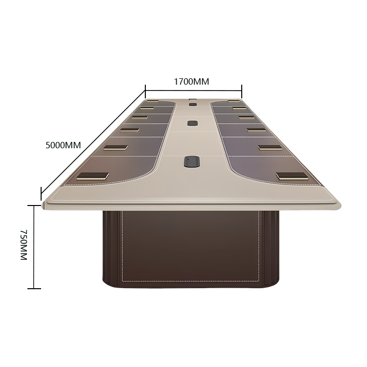 会議テーブル 大型会議テーブル ミーティングテーブル レザー調 配線ボックス 厚重感 おしゃれ ベージュ カスタマイズ可能 HYZ-N050