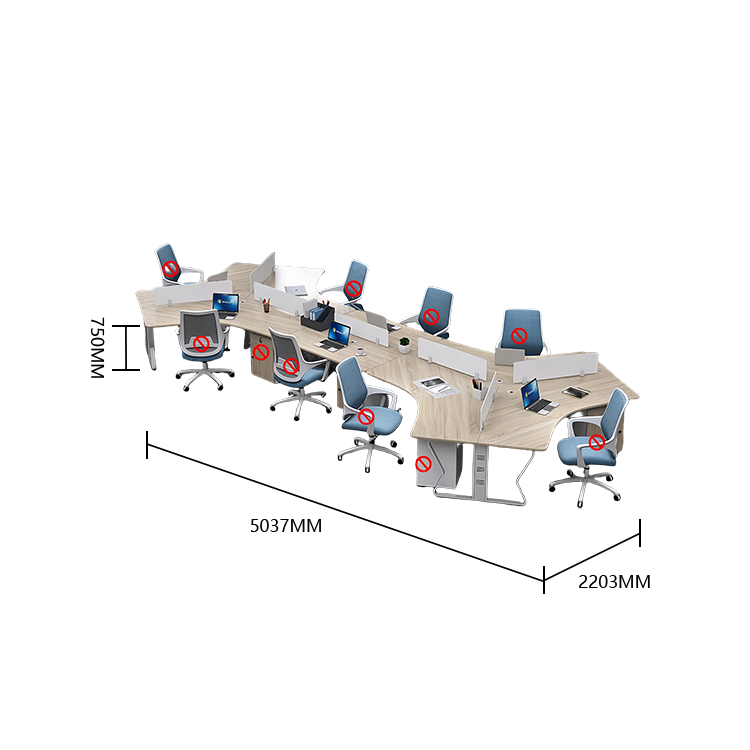 オフィスデスク ワークデスク 社員用デスク スチールフレーム 配線穴 焼付塗装 仕切りパネル シンプル カスタマイズ可能 YGZ-N059