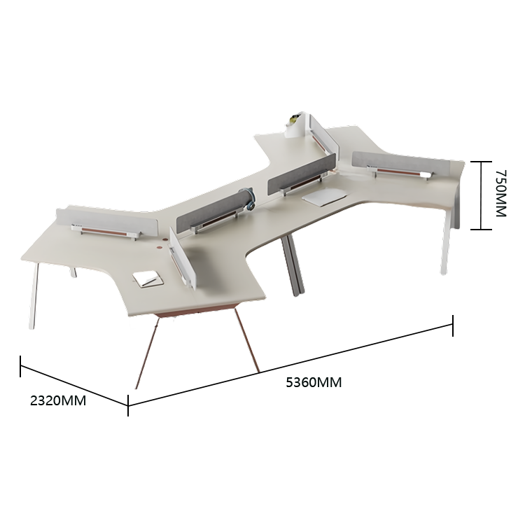 オフィスデスク パソコンデスク 事務机 大型デスク 変形デスク 事務用 仕事用 丈夫な脚 配線ダクト 仕切りパネル YGZ-N049