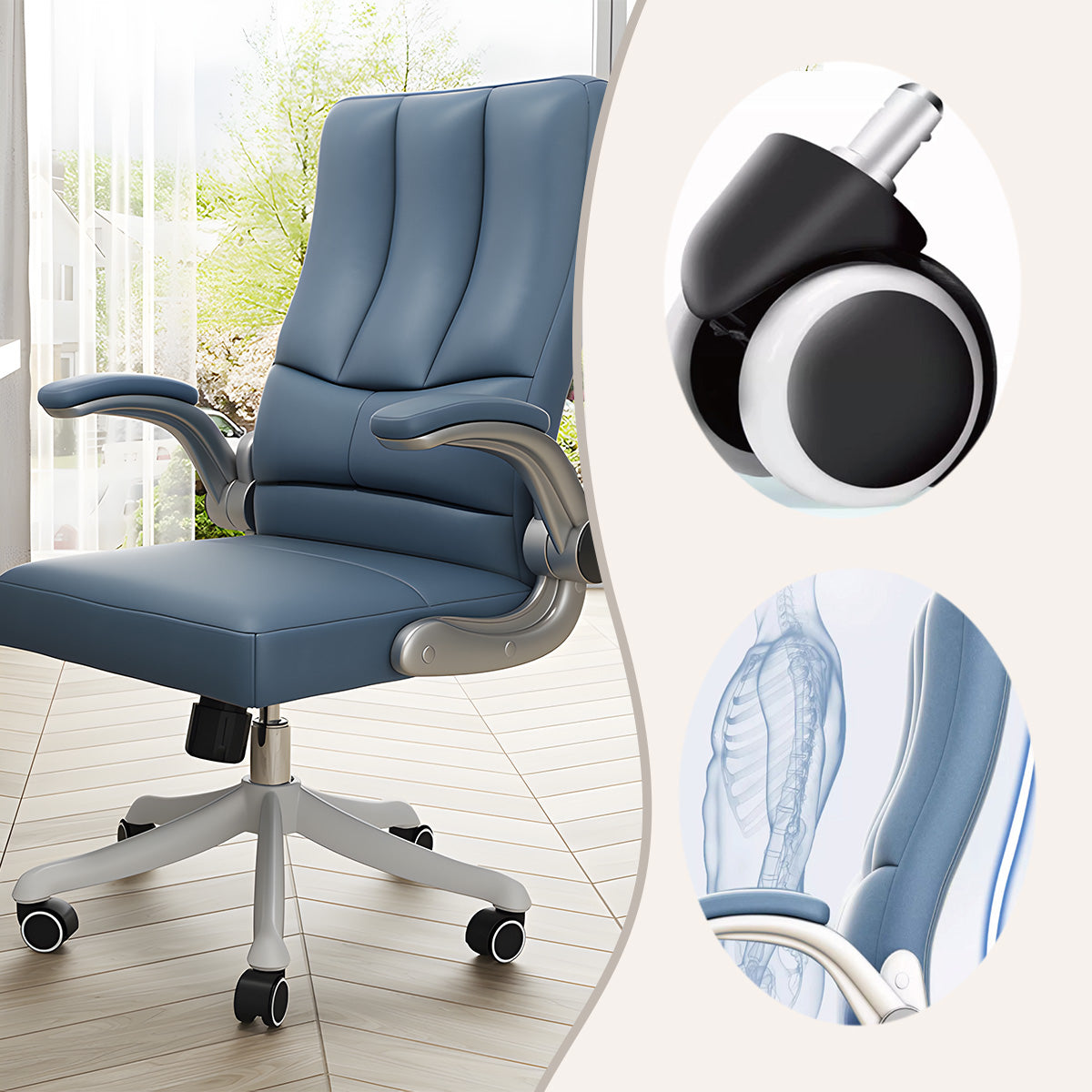 デスクチェア ワーキングチェア オフィスチェア 事務用 作業用 昇降 回転 ロッキング機能 通気性 高品質 洗練 ブルー BGY-N062