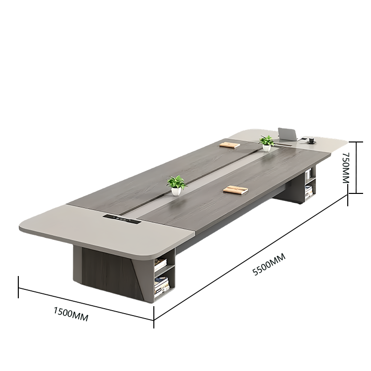 会議テーブル 大型会議テーブル ミーティングテーブル 商談テーブル 木目調 オープン収納 ウォールナット カスタマイズ可能 HYZ-N023